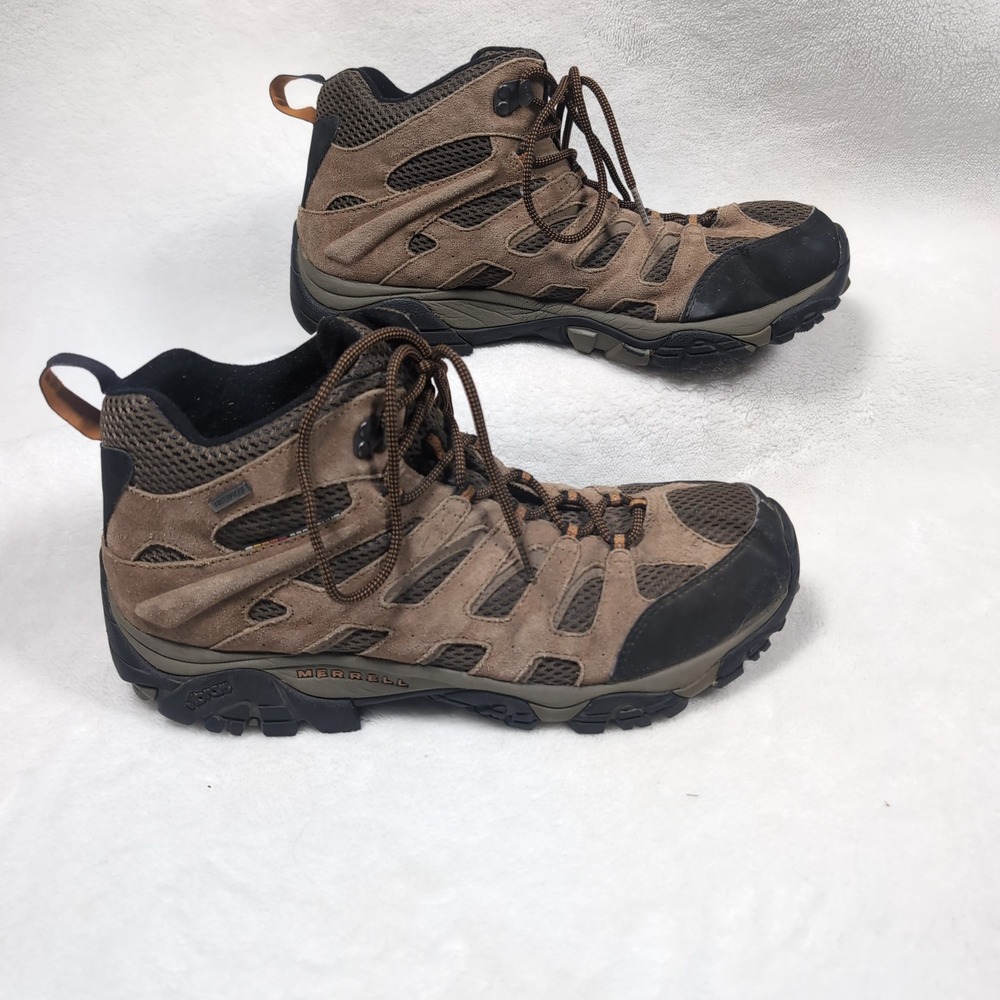 Merrell Moab Mid Waterproof Hiking Boots Mens 11 Wide Earth Brown Vibram J88623W